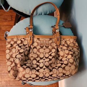 Coach Tan and Brown Signature Tote